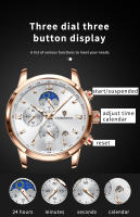 Reloj LIGE Para Hombre Militar Moda Cronógrafo Deportivo Impermeable Con Fase Lunar Cuarzo Cuero Resistente Al Choque Display De Roman Numeral - details 6