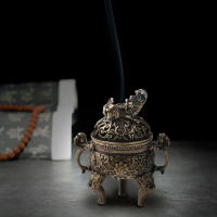 Brass Pocket Lotus Jiuding Incense Burner Hollow Mini Incense Holder Garden Statue Sculpture from Mainland China - details 19