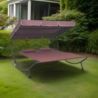 Mediawave Store Cama al aire libre PARADISE con almohadas y sombrilla 155x173x200 cm, ideal jardín, relax y confort - details 1