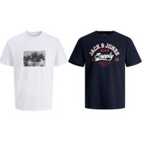 Jack & Jones Hombre Pack 2 Camisetas de Algodón logo estampado Moda Casual Informal - details 1
