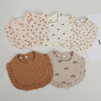 Bebé Bibs Impresión Floral Toalla De Saliva Ajustable Con Cierre De Encaje Muselina Algodón Ropa De Baño Para Niñas Arco Iris a Grado - details 5