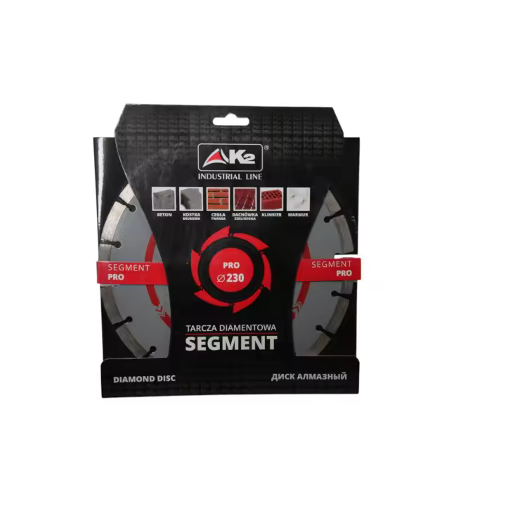 Disco de corte de diamante profesional de banda segmentada 230mm marca k2 - NPDPS230 - ALTO RENDIMIENTO - 1
