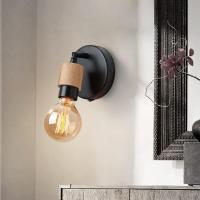 Lámpara de pared industrial con interruptor, Focos giratorios de 360 °, aplique de pared de Madera Retro Vintage, portalámparas E26 Edison para dormitorio y Sala de estar - details 1