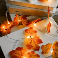 Luces De Maple Rojo LED 1pc Luz De Ambiente Para Halloween Decoración De Hogar Jardín Fiesta Puerta Controlado Por Batería - details 1