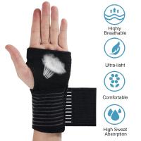 2 Pack Elastic Wrist Support with Strap, Adjustable Wrist Compression Relieves Wrist Pain,Sports Use for Men and Women, Right & Left (Black) - details 0