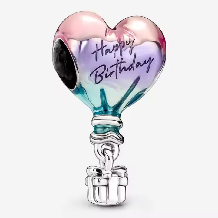 Pandora Charm de Colgante en Plata de Ley Feliz Cumpleaños Globo Aerostático，Incluye Caja Original - 1