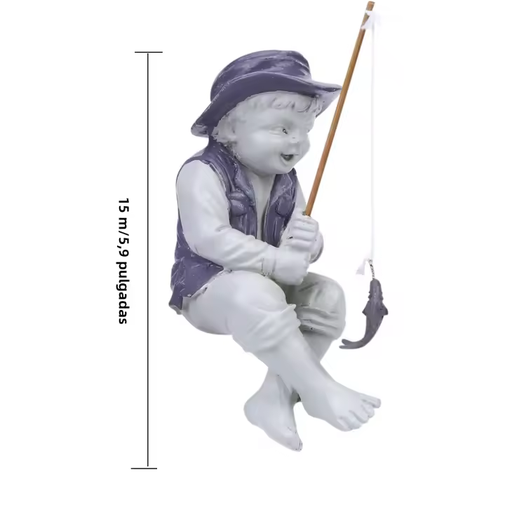 Estatua De Jardín Chico Pesca Resina Jardín Ornaments Divertido Escultura De Césped Decoración De Hogar 15*10cm - 1