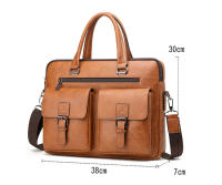 Bolso De Negocios Para Hombre De Lujo En Cuero PU Bolso De Mano Para Laptop Y Archivos A4 Estilo Oficina Y Almuerzo - details 0