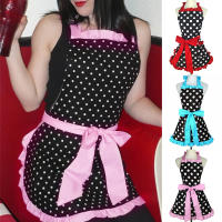 Delantal Lindo Con Bolsillos Estilo Retro Rojo Con Puntos Para Navidad Sin Mangas Ajustable Para Cocinar Y Limpieza Para Mujeres Y Niñas - details 0