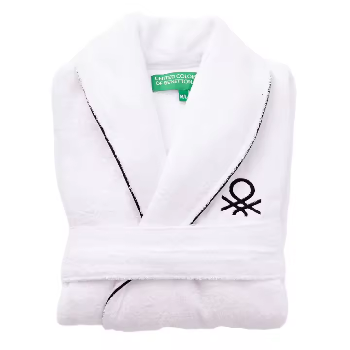United Colors Of Benetton Albornoz S/M 420GSM 100% Algodón Bordado Logo Blanco - 1