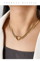 Collar De Corazón Grueso De Acero Inoxidable Con PVD Dorado Para Mujer Peri'sbox Joyería De Moda De Cadena Larga Y Hueca - details 2