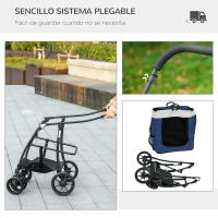 PawHut Carrito para Perros Cochecito para Perros Plegable con Vagón Desmontable 4 Puertas con Cremallera 2 Correas de Seguridad 2 Correa de Transporte y Cojín - details 6