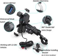 Soporte De Teléfono Móvil Para Motocicleta Con Carga Inalámbrica Rápida Y USB Montaje En Manillar De Moto Soporte Espejo - details 1