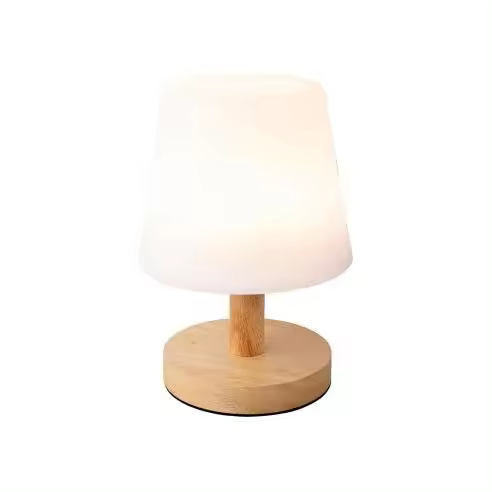 EDM Lámpara LED de mesa blanca 22cm, acabado en madera - EDM - 90782  Iluminación - 1