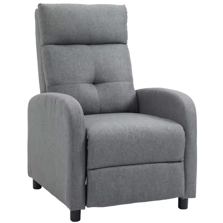 HOMCOM Sillón Relax Reclinable Manual Sillón Reclinable para Salón Tapizado en Tela con Reposapiés Respaldo Alto Carga 150 kg para Dormitorio Oficina Marrón - 1