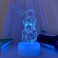 Lámpara Nocturna LED 3D Ilusión ANIME BUNNY GIRL SENPAI MAI SAKURAJIMA KAWAII Cambio De Color Multi Para Regalo De Navidad - details 13