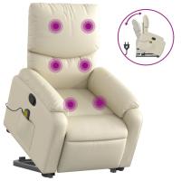 vidaXL Sillón reclinable masaje pie cuero artificial Negro, Crema, Marrón Sillon Dormitorio Sillon Comodos Silla Relax Sillón Sofá - details 5