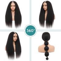 Pelucas Sintéticas Con Parte U Para Mujeres Negras Textura Yaki Rectas Color Natural Extensiones De Cabello Con Clip Peluca Larga 26+ Pulgadas - details 12