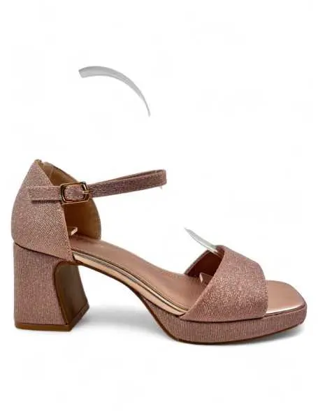 Sandalia tacon fiesta plataforma mujer champagne 130793 - 1