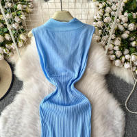 Vestido Bodycon Mini De Color Sólido Con Cuello Redondo Y Cremallera Lateral Para Mujer Vestido Sin Mangas Estilo Casual Y Elegante Para Oficina Y Verano - details 11