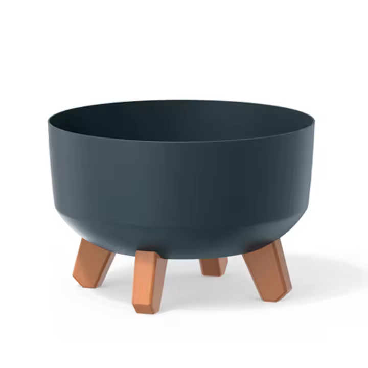 Macetero Prosperplast GRACIA Antracita con Relieve y Patas Extraíbles de 23,5 X 23,5 X 18,7 Cm - 1
