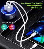 Cargador de coche, adaptador de teléfono USB QC3.0 con dos puertos, carga rápida de 36 W y 3 A, interruptor táctil y LED azul. - details 2