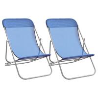 vidaXL Silla de playa plegable 2 uds acero recubierto textilene Azul, Negro, Rojo Sillas de Exterior Ideal para jardín, playa, piscina, terraza Tumbona Piscina Tumbonas Playa Tumbonas Jardín Exterior - details 4