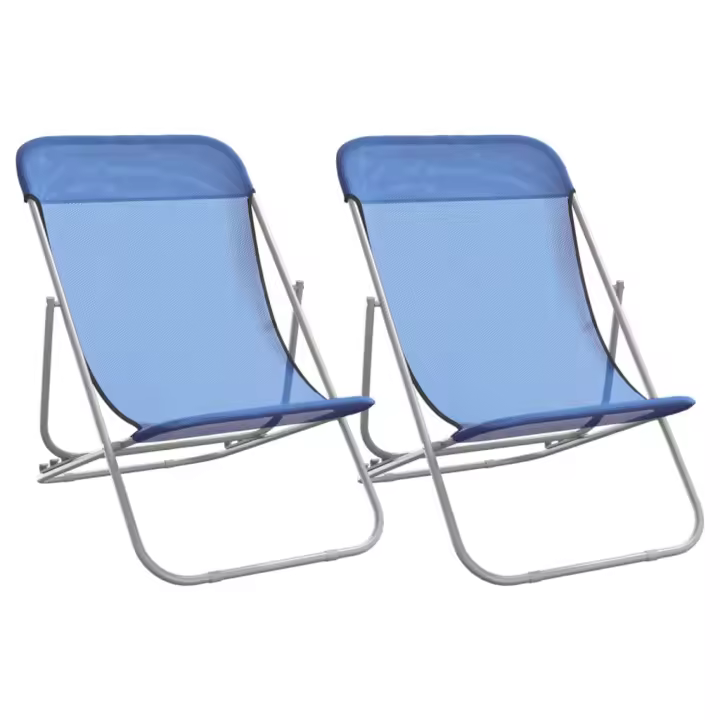 vidaXL Silla de playa plegable 2 uds acero recubierto textilene Azul, Negro, Rojo Sillas de Exterior Ideal para jardín, playa, piscina, terraza Tumbona Piscina Tumbonas Playa Tumbonas Jardín Exterior - 1