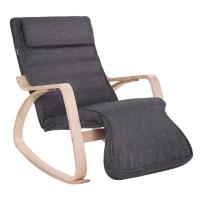 Mecedora de abedul con reposapiés ajustable, sillón tumbona con funda desmontable y lavable, disponible en gris claro o gris oscuro, 67x115x91 cm, capacidad 150 kg - details 5