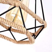 Lámpara de techo vintage retro Luz de techo industrial Jaula de diamante de metal con cuerda de cáñamo N Lámpara colgante Lámpara para sala de estar Dormitorio Decorado Hogar - details 1