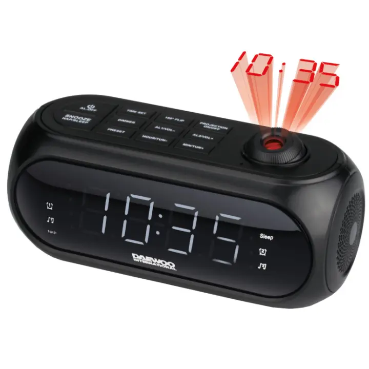 Reloj despertador con proyección de hora y radio digital FM Daewoo DCP-490 negro (NUEVO) - 1