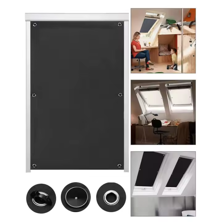Persianas opacas con ventosa, cortinas portátiles, ventanas de techo para dormitorio, ventanas de oficina - negro - 1