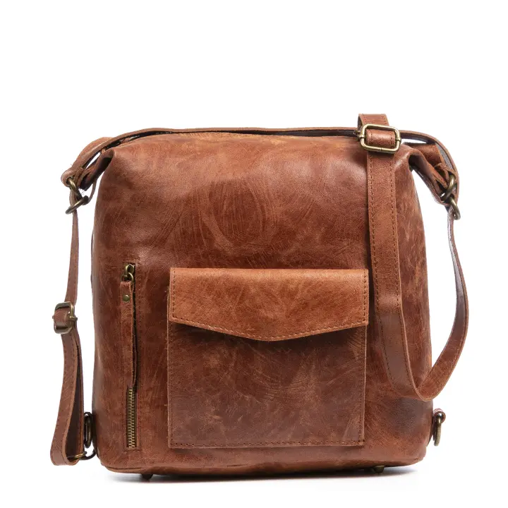 Firenze Artegiani. Irene Bolso mochila Mujer.Piel auténtica Gamuza Lavado a la Piedra . Made in Italy. Vera Pelle Italiana. - 1