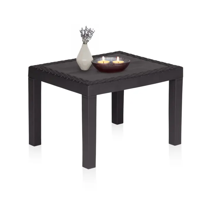 Duehome - Mesa de Centro de Exterior Nua - Ratán Sintético - Resistente a Condiciones Climáticas - Fácil de Mantener - Antracita o Taupé - 1