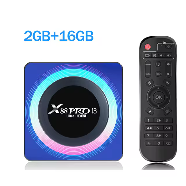 Dispositivo de TV inteligente X88 PRO 13, decodificador con Android 13, 8K, RK3528, cuatro núcleos, WIFI6 Dual, 4GB, 32GB/64 GB, luz RGB, 2GB, 16GB, reproductor multimedia - 1