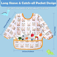 Babero De Silicona Para Bebé Caoon Impermeable Y Libre De BPA Con Manga Larga Estilo Animal Impresión Para Niños De 0 a 6 Años - details 0