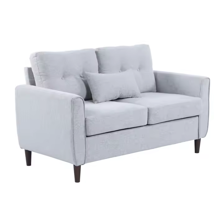HOMCOM Sofá de 2 Plazas Sillón Biplaza para Salón con Cojines y Asiento Acolchado Funda de Almohada Lavable 140x78x83 cm Gris Claro - 1