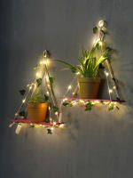 Estante Flotante De Madera Con Decoración De Hoja LED Para Decoración Del Habitáculo Estilo Bohemio Estante De Pared Para Sala De Estar - details 48