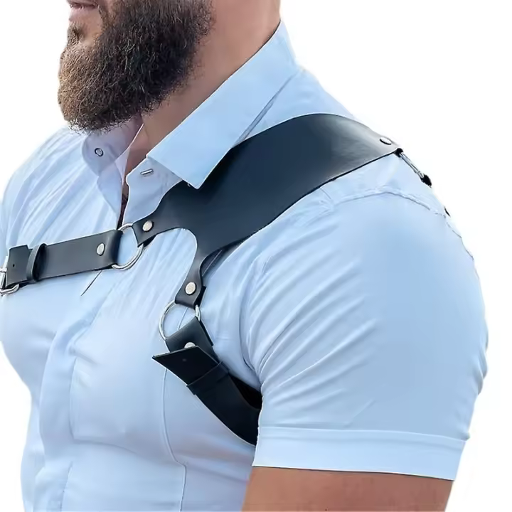 Cinturón de cuero de la PU DE LOS helbres Cinturón de pecho de cuerpo punk Clubwear Halter Cinturón - 1