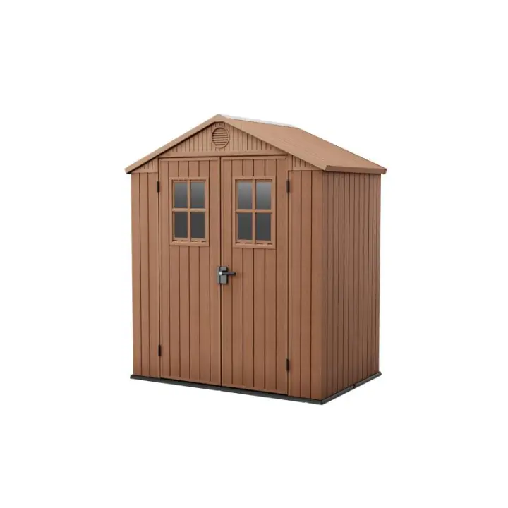 KETER 255777 Caseta de exterior Darwin 6x4 ventanas frontales. 190x122x221 y 2,2m2 - Marrón madera - 1
