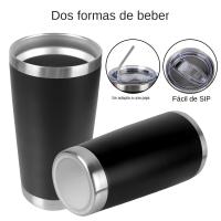 Taza Termo De Acero Inoxidable 20oz Con Tapa a Prueba De Fugas Para Bebidas Y Agua a Isolamiento Térmico Ultrafuerte - details 1