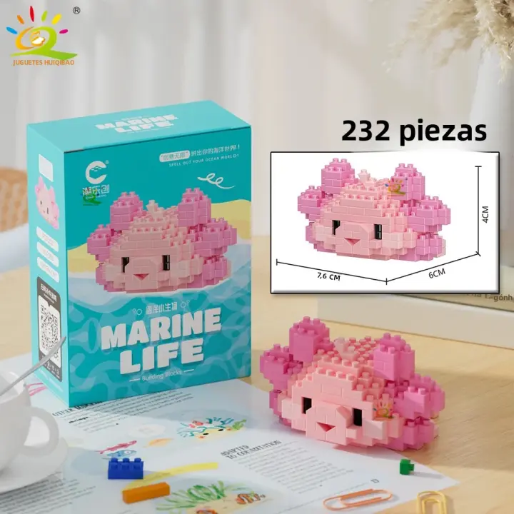 Mini Bloques De Construcción Micro HUIQIBAO En Forma De Ballena Delfín Pulpo Y Otros Animales Para Niños Juguetes DIY De Ciudad - 1