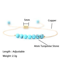 Pulsera De Bolas De 4mm Unisex Ajustable Chakra Obsidiana Ojos De Tigre Piedra Bohemia Pareja Cadena Brazalete Charm Unisex - details 4