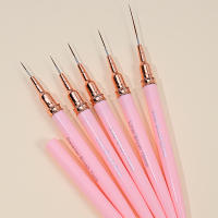 Set De 5 Pinceles De Uñas Rosa Para Arte De Uñas Y Dibujar Con Tamaño Elongado De 7/9/11/15/25mm Herramienta Profesional Para Manicura Y Gel UV - details 6