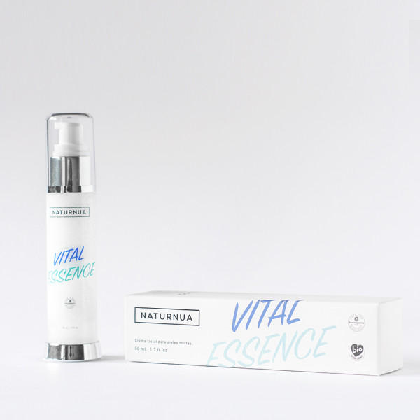 VITAL ESSENCE - Crema facial pieles mixtas 50 ml con activos marinos y vitamina C, hidratación sin grasa certificada… — oferta en Miravia