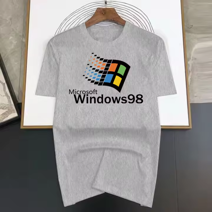 Camiseta Windows 98 Para Hombres Y Mujeres Cuello Redondo 100% Algodón Ropa Clásica De Sistema Computadora Regalo Ideal - 1