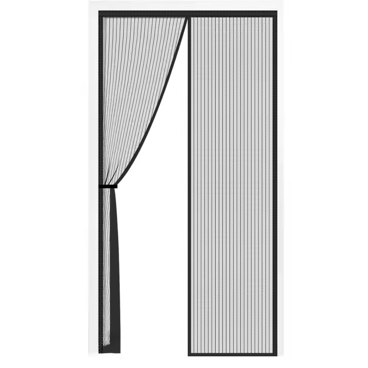 Mosquitera Magnética para Puerta 90x210 cm – Cortina Antimosquitos de Poliéster Reforzado con Imanes Potentes – Cierre Automático, Transpirable, Resistente al Viento – Fácil Instalación con Velcro y Chinchetas – Apta para Niños y Mascotas – Negro o Blanco - 1