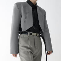 Incerrun Chaqueta De Hombre Color Sólido Con Costuras Abiertas Manga Larga Irregular Ropa Casual De Invierno Estilo Callejero Ajustada Tallas S-5XL - details 2