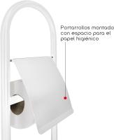 BERILO Portarrollos de papel higiénico con escobillero de bambú, material: metal, plástico y bambú, soporte para papel higiénico - details 1