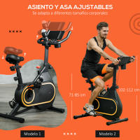 SPORTNOW Bicicleta Estática Bicicleta de Fitness con Resistencia Ajustable en 8 Niveles Pantalla LCD Volante Silencioso y Soporte para Botella Carga 150 kg para Entrenamiento en Hogar Gimnasio - details 11